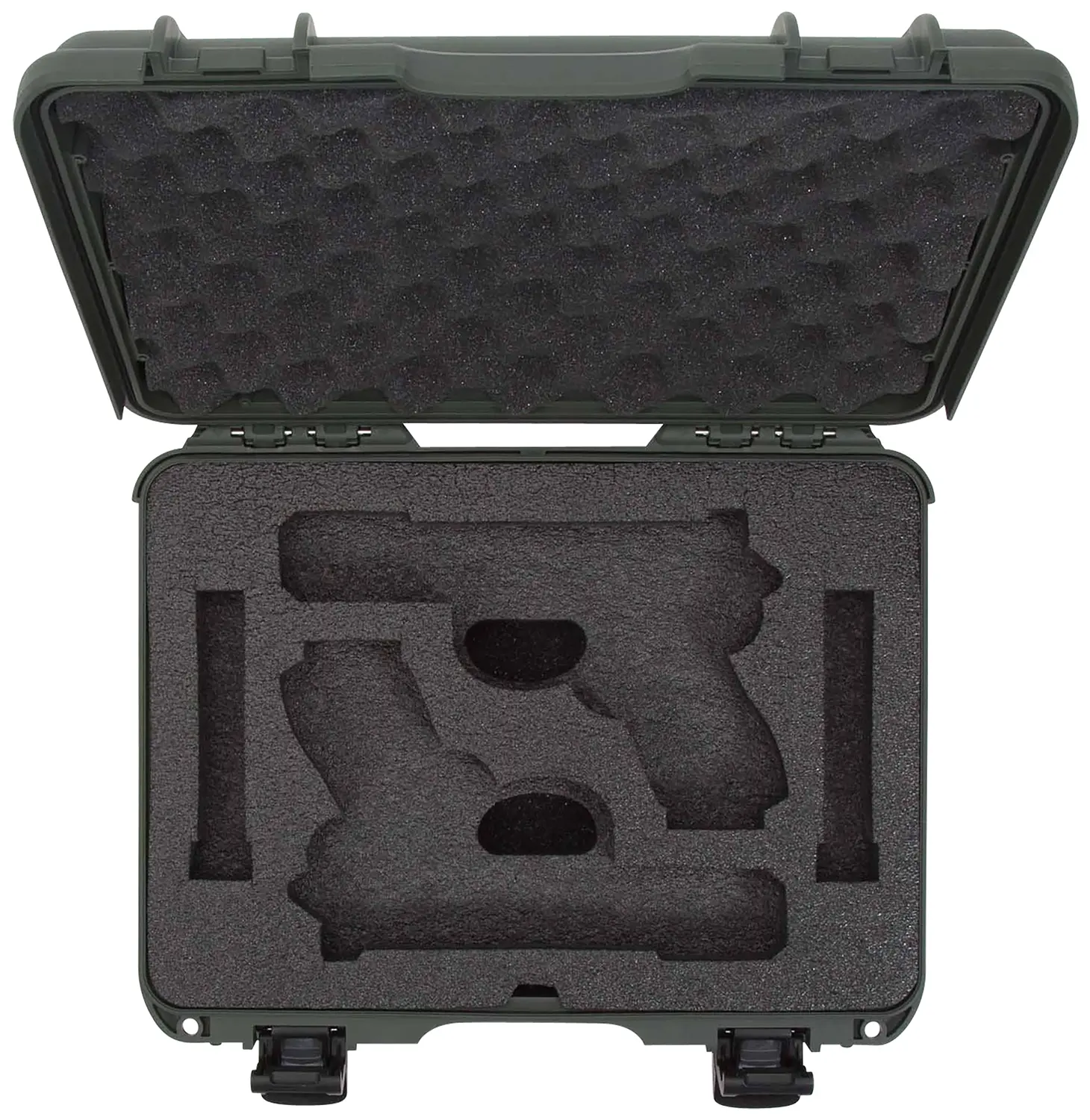 Nanuk 910GLOCK6 910 Glock Compatible 2 Up Pistol Case Olive Polymer w/ Latches Closed-Cell Foam Padding Airline Approved 13.20" L x 9.20" W x 4.10" H Interior Dimensions