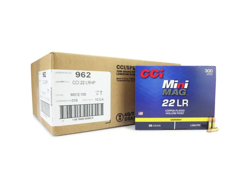 CCI Mini-Mag High Velocity 22 LR 36 Gr Plated Lead HP (Case)