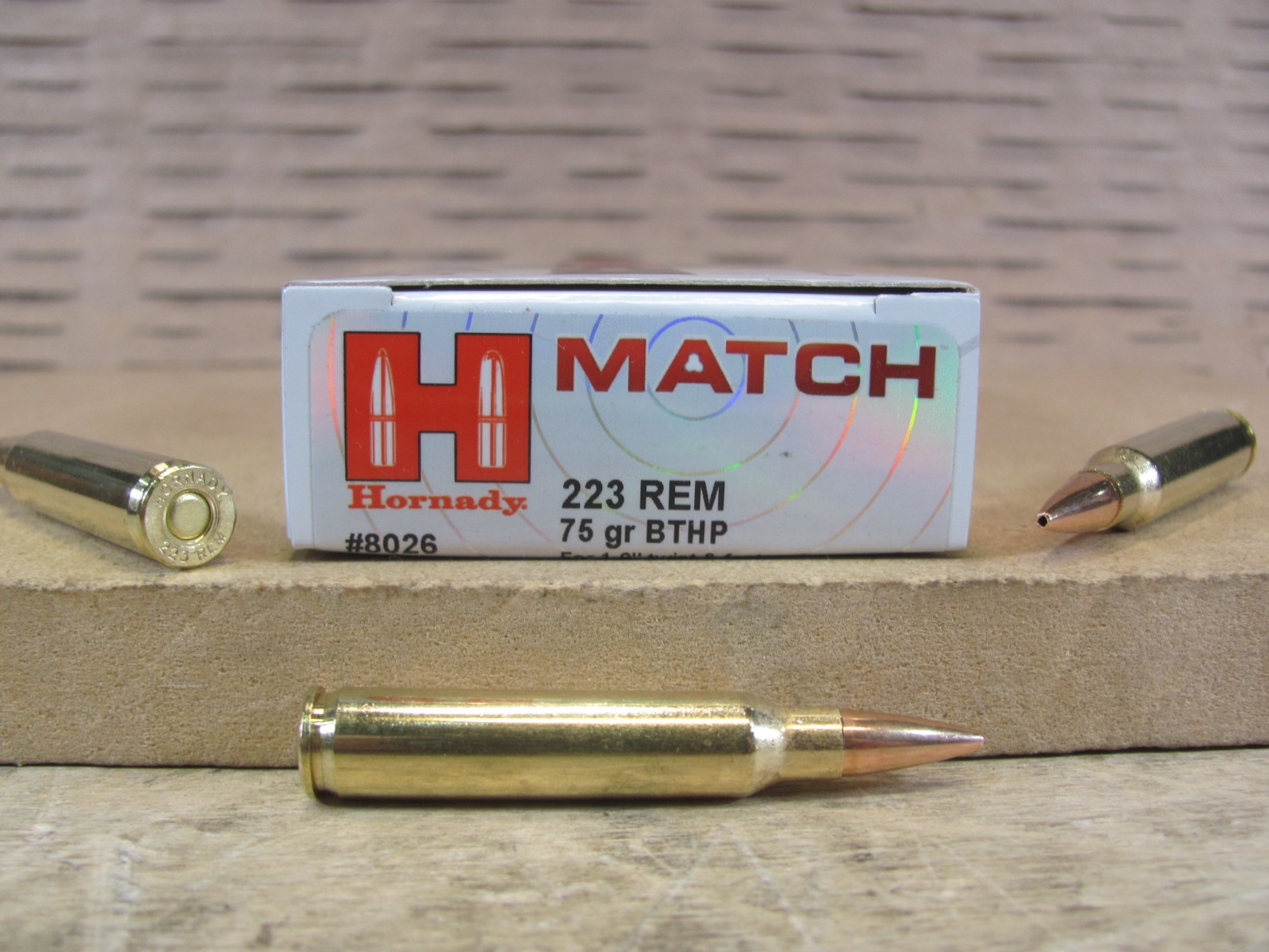 200 Round Case – 223 Rem 75 Grain BTHP Hollow Point Hornady Match Ammo – 8026