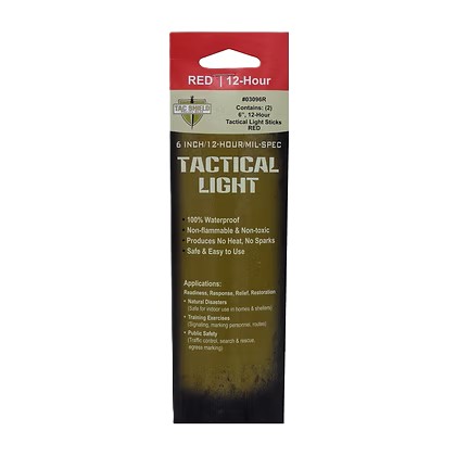 Tac Shield Tactical 12 Hour Light Stick - 2 Pack, 6 INCH, Red - 03096R