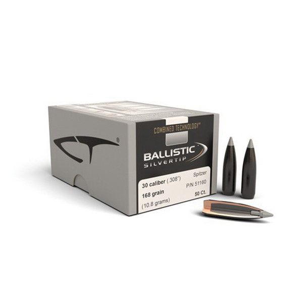Nosler 30 Caliber (.308) 168 gr Combined Technology Ballistic Silvertip BT Bullets 50ct - 51160