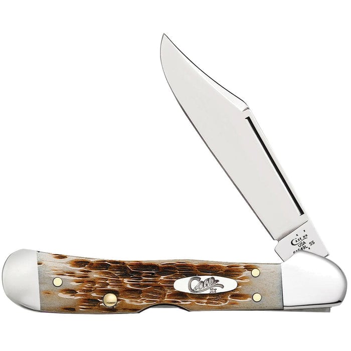Case CopperLock Pocket Folding Knife Amber Handle and Precise Clip Point Blade - 00133