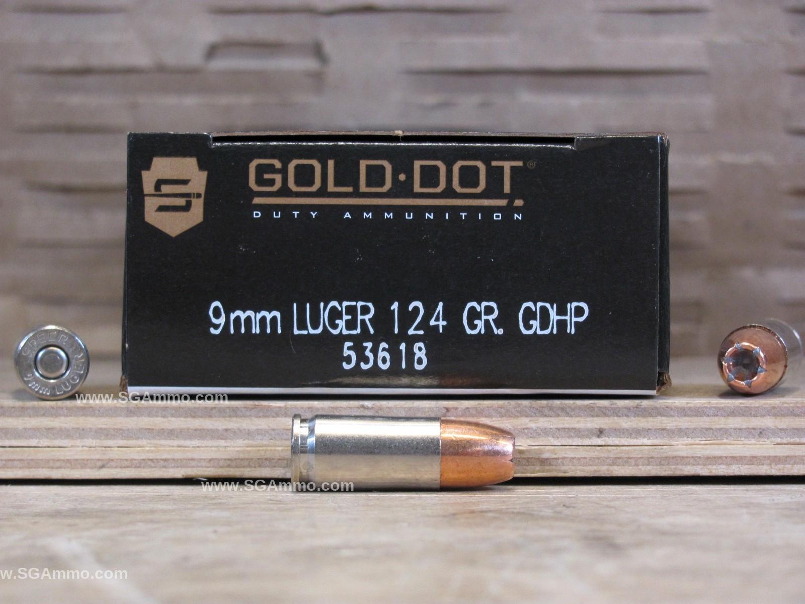 1000 Round Case – 9mm Speer Gold Dot 124 grain Standard Pressure LE Hollow Point Ammo – 53618
