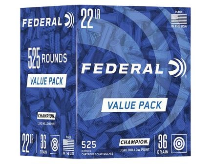 Federal Champion Training Value Pack 22lr 36gr Lead Hollow Point (LHP) 525rds - 747