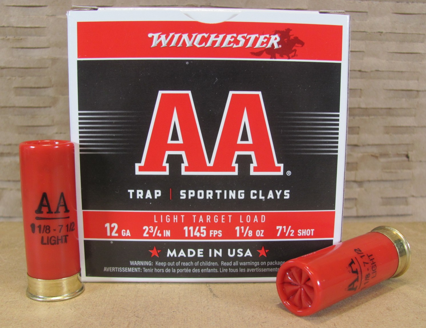 250 Round Case – 12 Gauge 2-3/4 Inch 1-1/8 Oz. 7-1/2 Shot Winchester Light Target Load Ammo – AA127