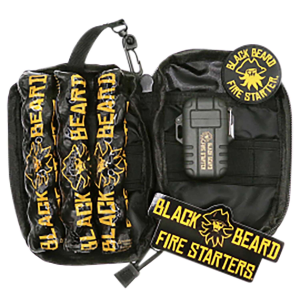 Black Beard Fire Starters SKB Ultimate Fire Kit Black Includes Ferro Rod/Plasma Arc Lighter/Organizer Case/Fire Starters/Decal