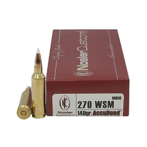 Nosler 60030 Trophy Grade 270WSM 140gr Nosler AccuBond 20 Per Box/10 Case - No Credit Card Fees - Low, flat rate shipping