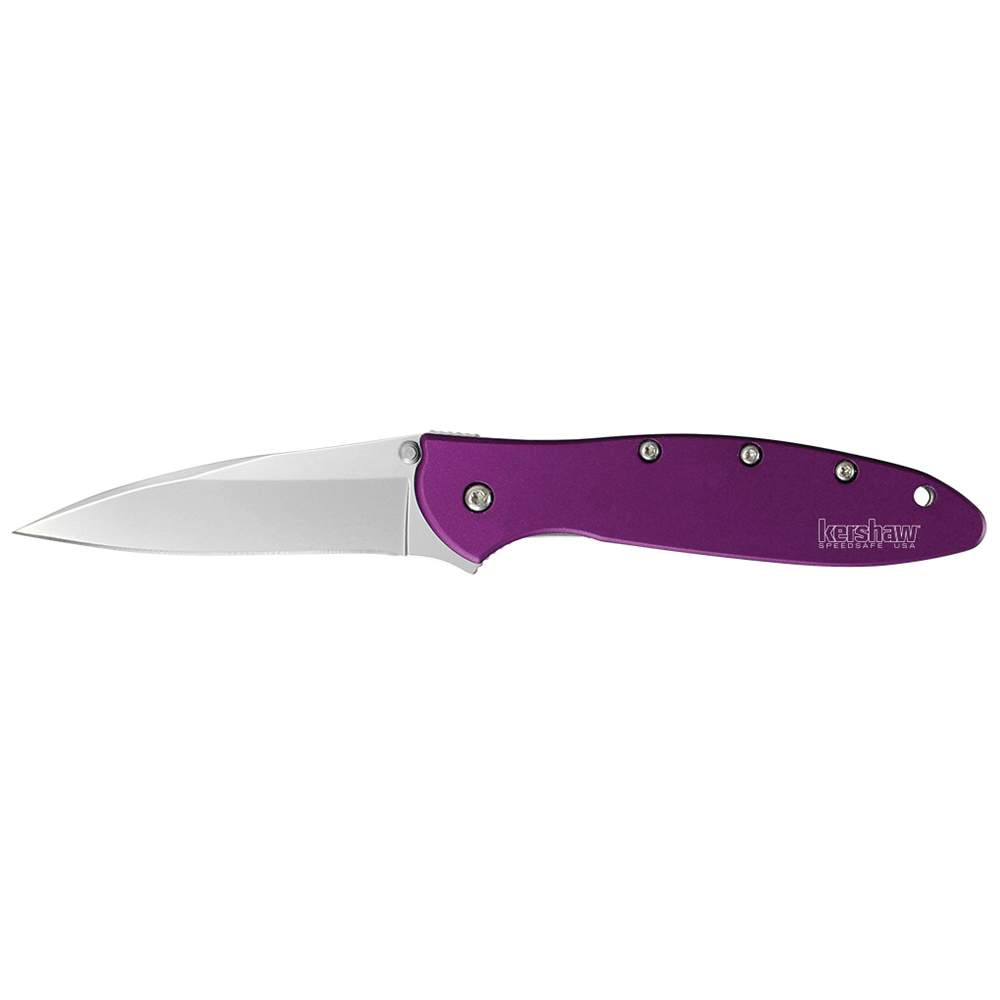 Kershaw Leek Modified Drop Point Folder Knife, 3", Purple - 1660PUR