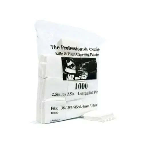 SQUARE PATCHES - WHITE, .38/.357/9MM/10MM, 2.5" X 2.5", COTTON KNIT, 1,000/PK