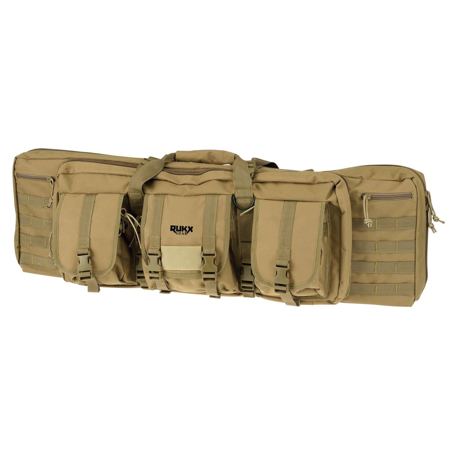 Rukx Gear Tactical Double Rifle Bag - Heavy-Duty 600D Polyester, Tan - ATICT42DBT