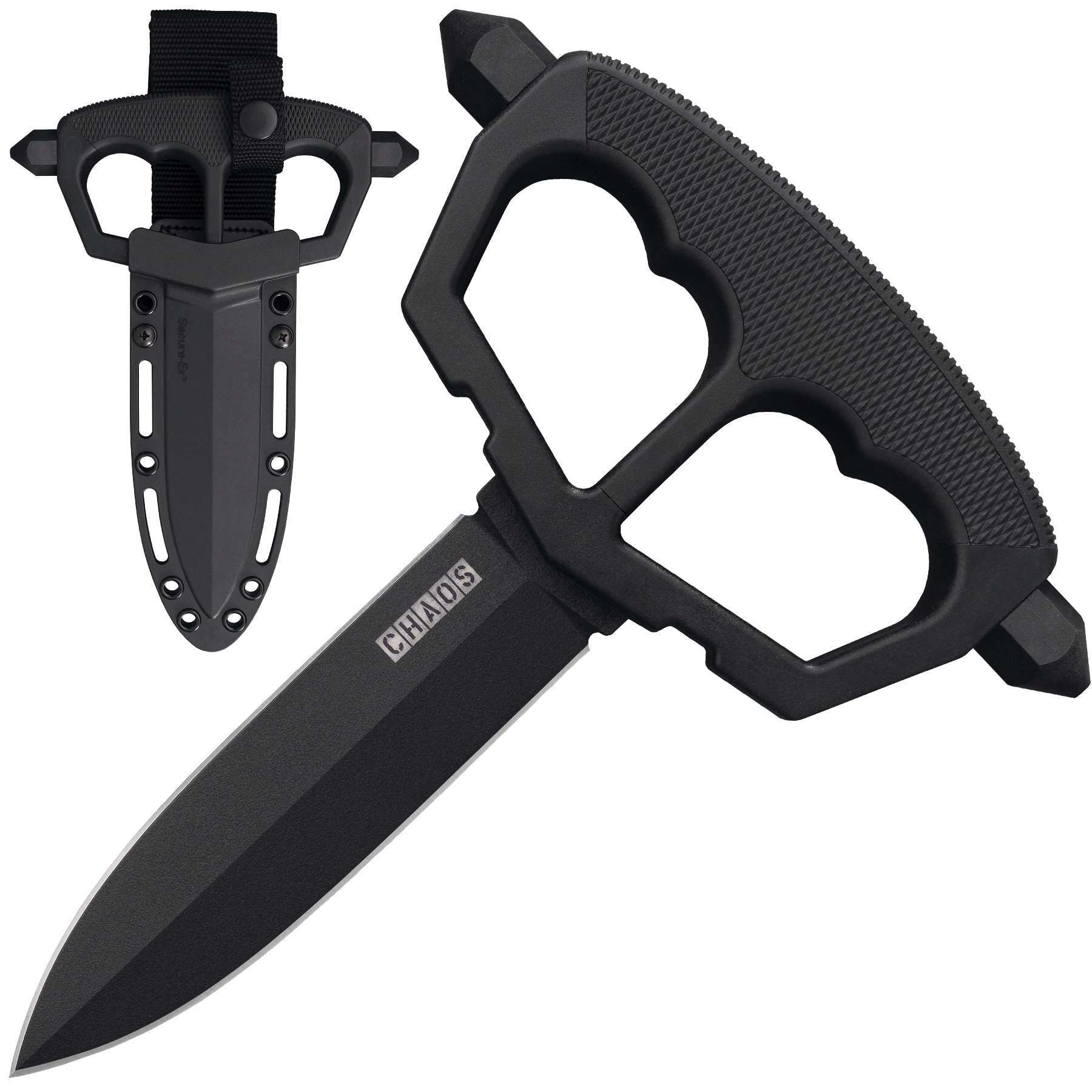 Cold Steel Chaos Push Fixed Knife Versatile and Powerful in Sleek Black - CS-80NT3