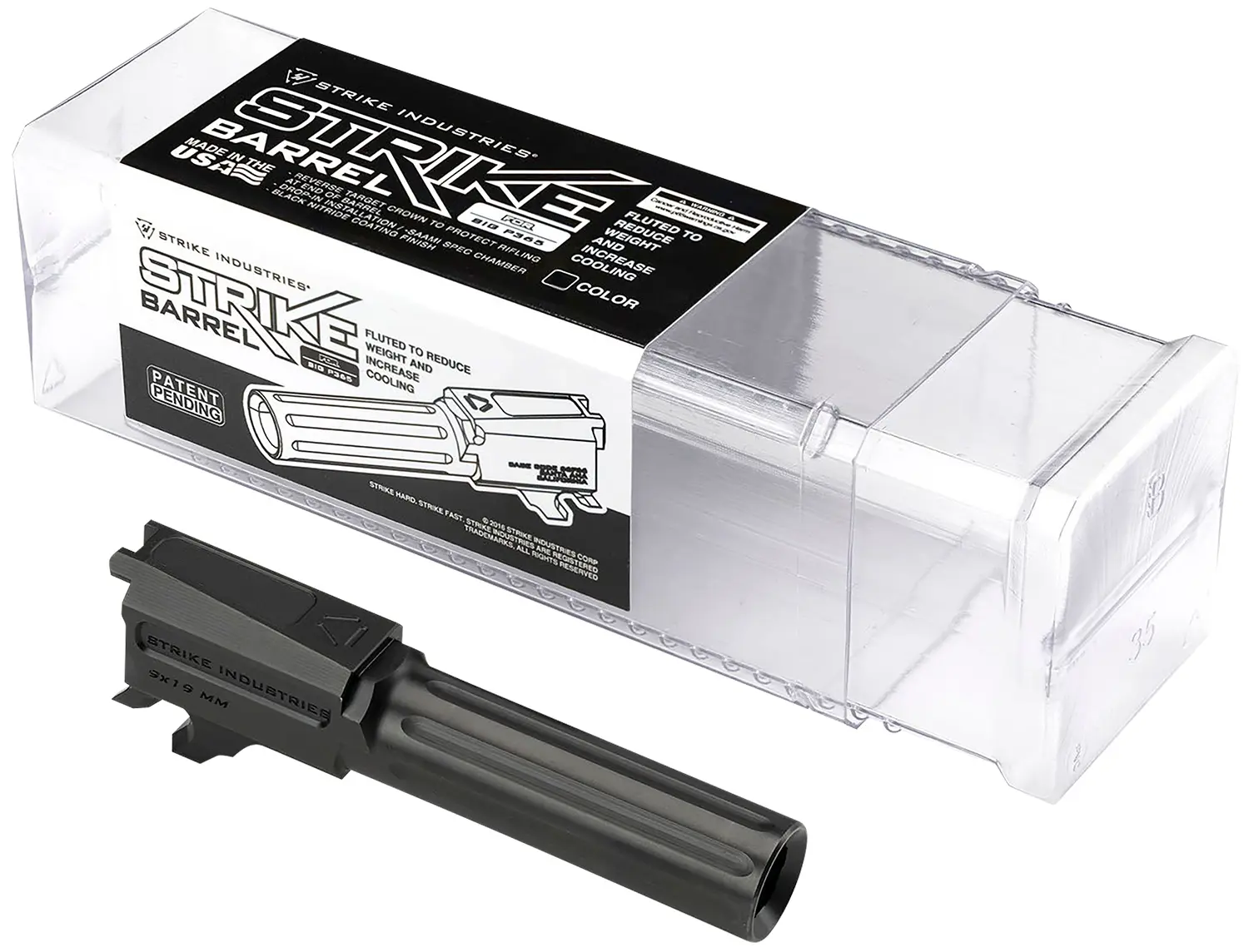 Strike Industries P365BARREL P365 9mm Luger 3.10" Fluted Black Nitride Steel, Fits Sig P365