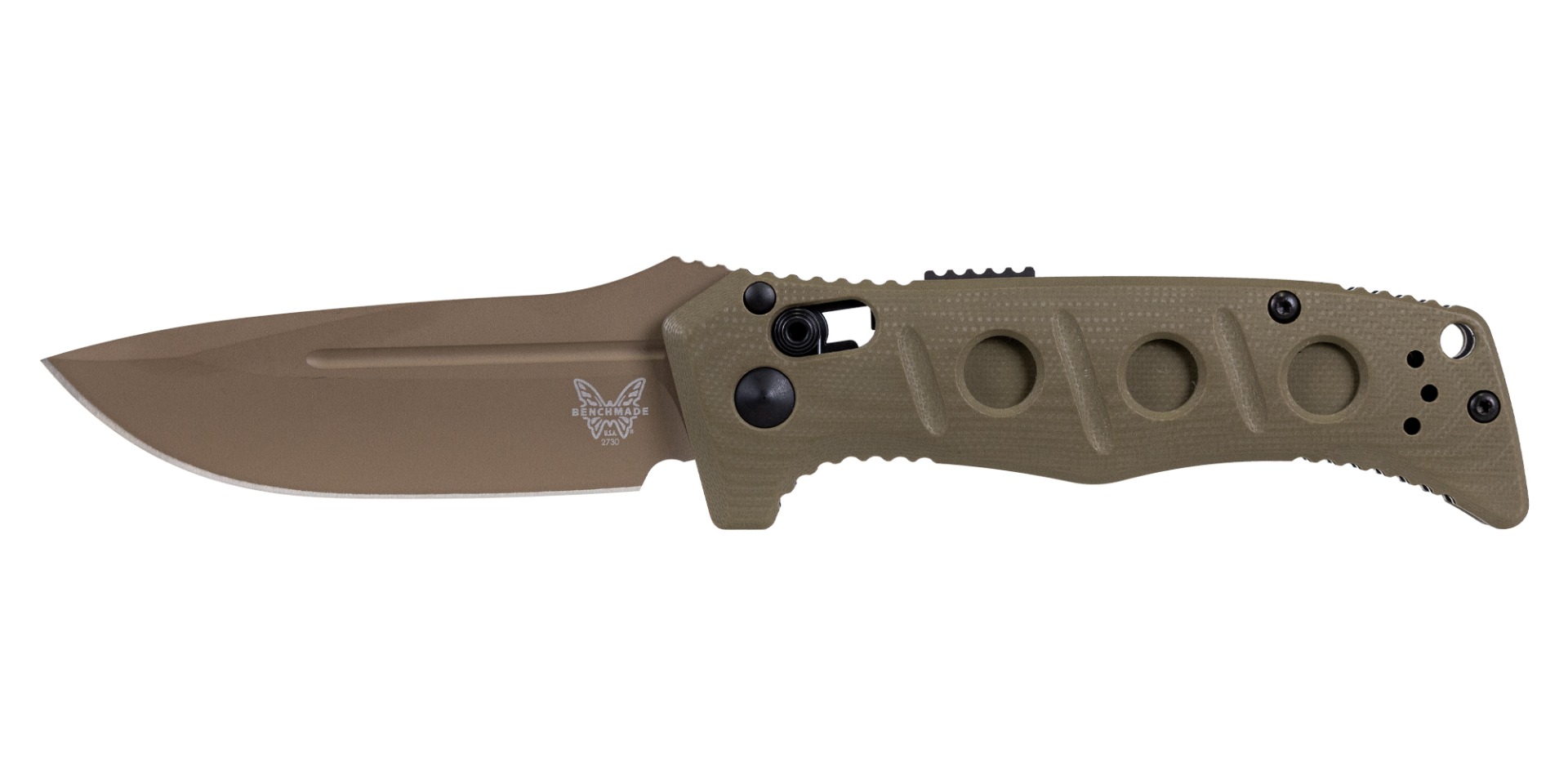Benchmade Mini Auto Adamas Folding Drop Point Knife, OD Green - 2730FE-2