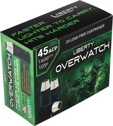 Liberty Overwatch .45 ACP 105gr HP Ammo 20 Rounds