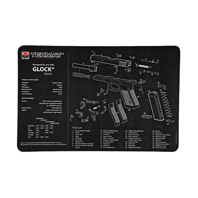 TekMat Glock Gen 4 17"x11" Pistol Mat With Small Microfiber TekTowel, Black - R17-GLOCK-G4