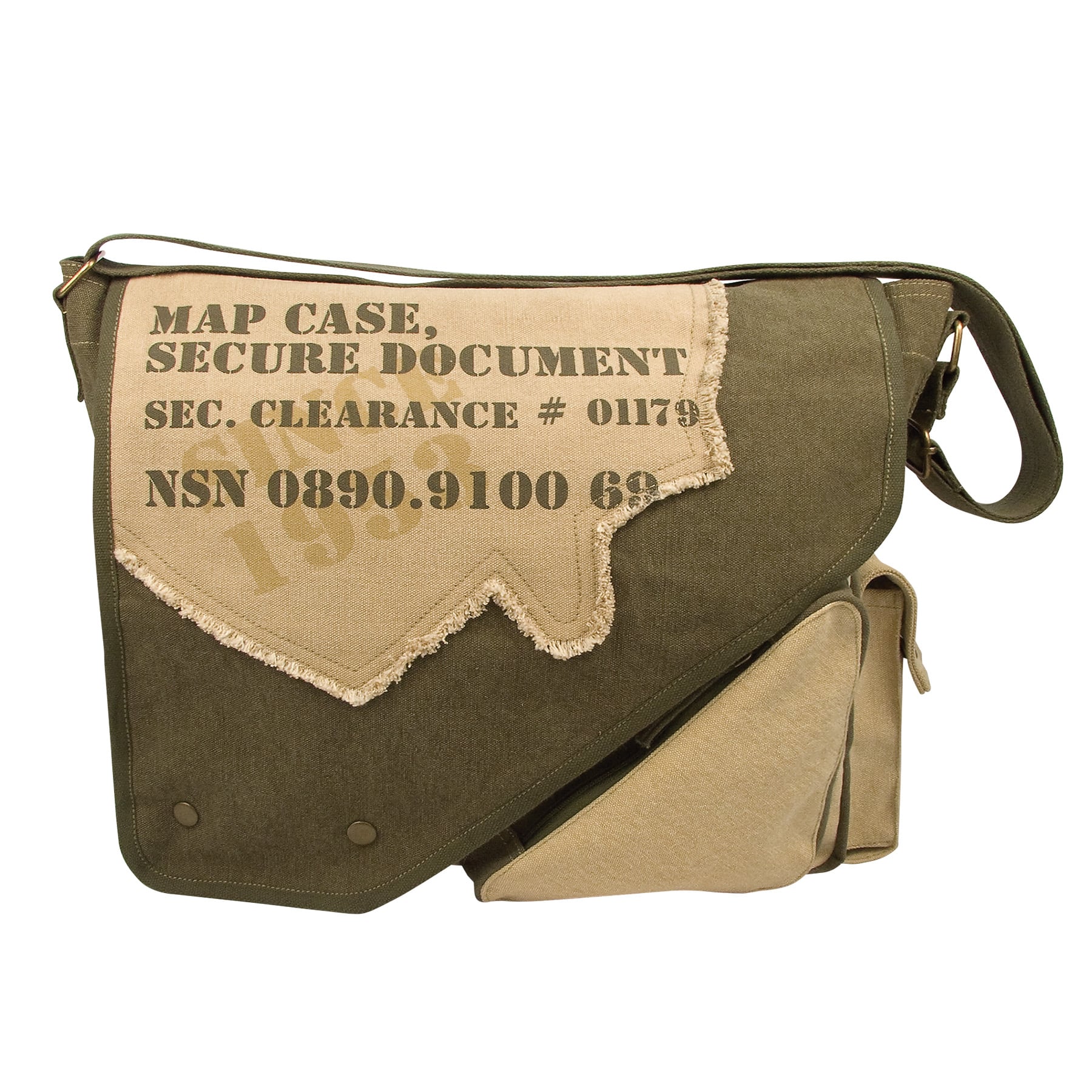 Rothco Vintage Canvas Two-Tone Imprinted Map Bag - Olive Drab - Tan