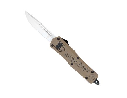 CobraTec Knives FS-3 We The People Small OTF Knife Drop Point, Tan - SWTPFS-3DNS