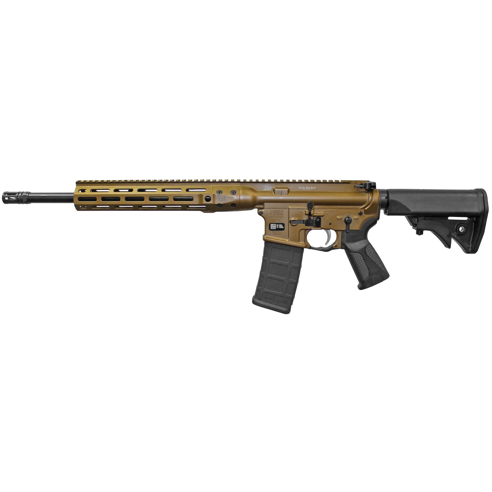 LWRC .300 AAC Blackout AR Rifle with 16.1" Barrel, Burnt Bronze - ICDIR3BB16ML