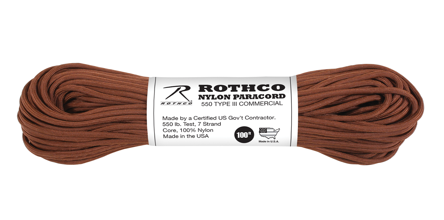 Rothco Nylon Paracord Type III 550 Lb - Chocolate Brown, 100