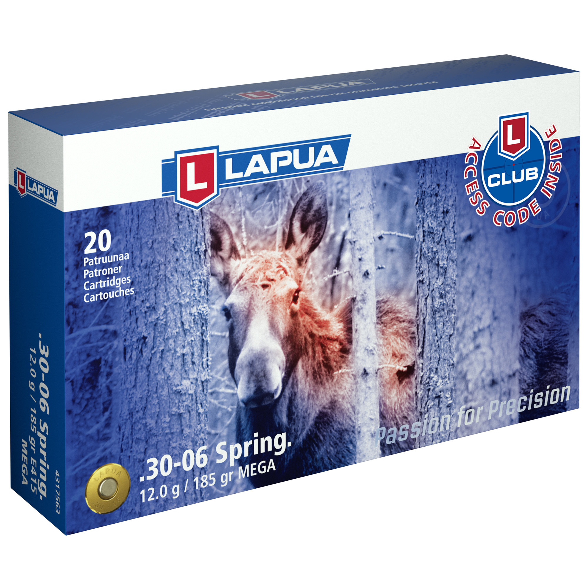 Lapua Mega .30-06 Springfield Ammunition, 20 Rounds JSP 185Gr - 4317563