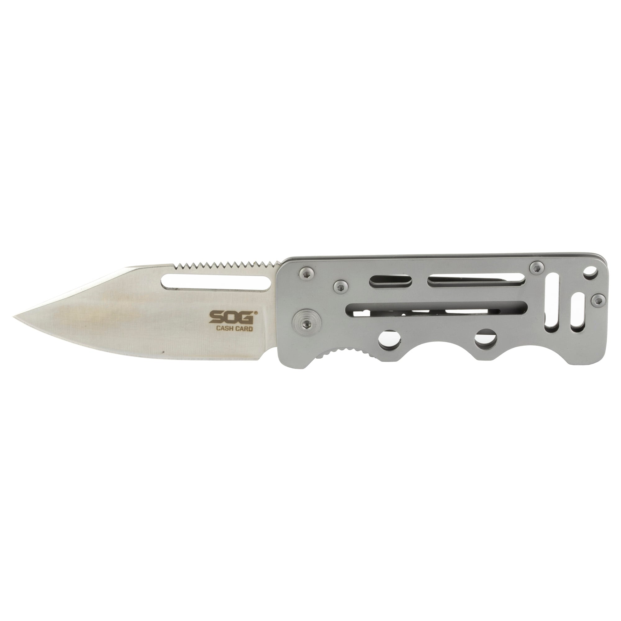SOG Knives Cash Card 2.75" Clip Point Folding Knife, Silver - SOGEZ1CP