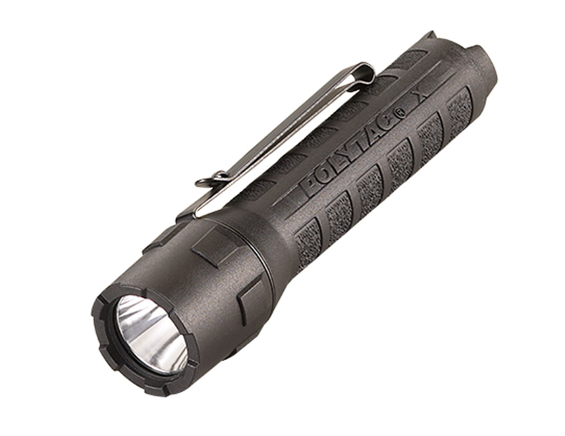 Streamlight PolyTac X 600 Lumen Tactical Flashlight w/ CR123A Batteries, Black - 88600