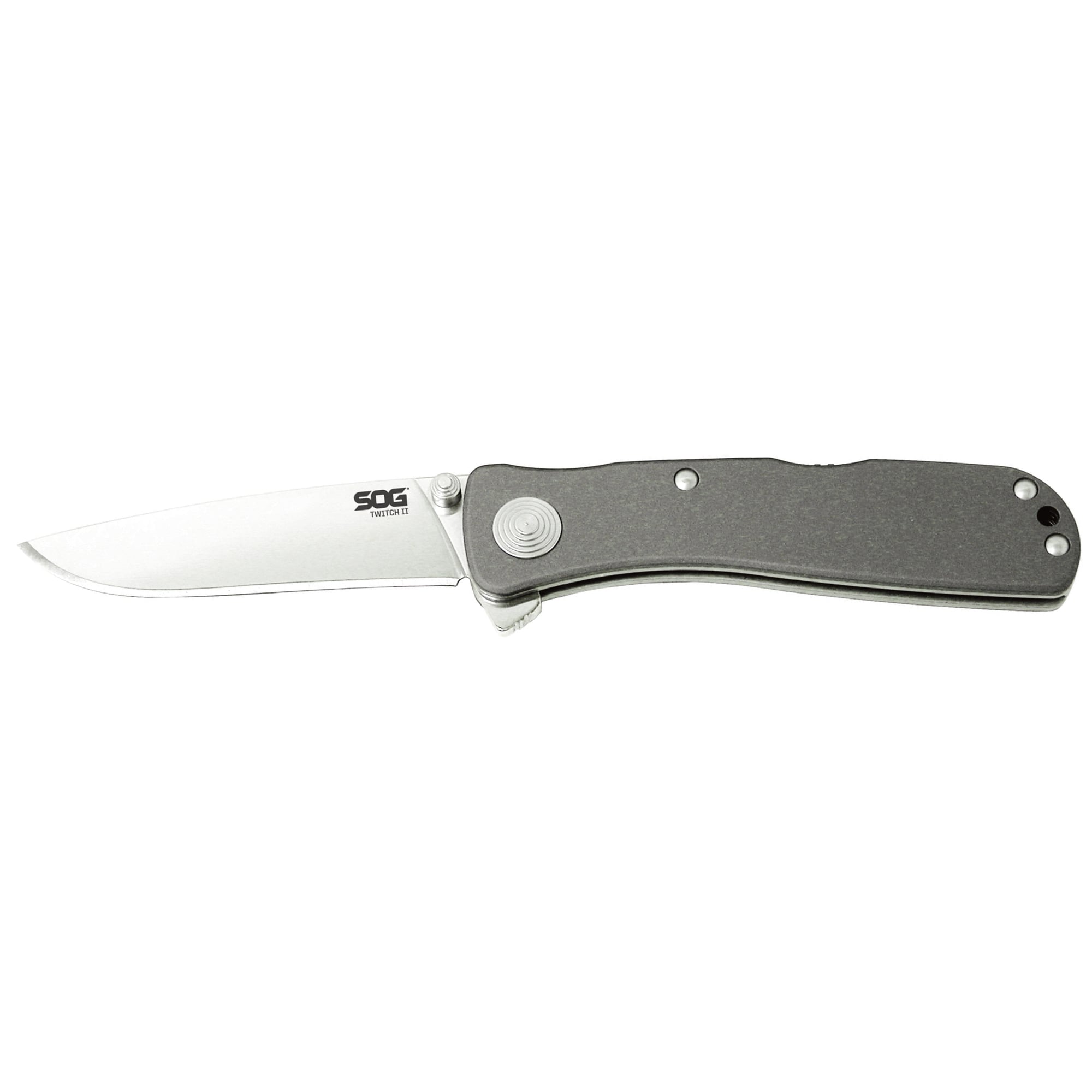 SOG Knives Twitch II 2.65" Drop Point Folding Knife, Silver - SOGTWI8CP
