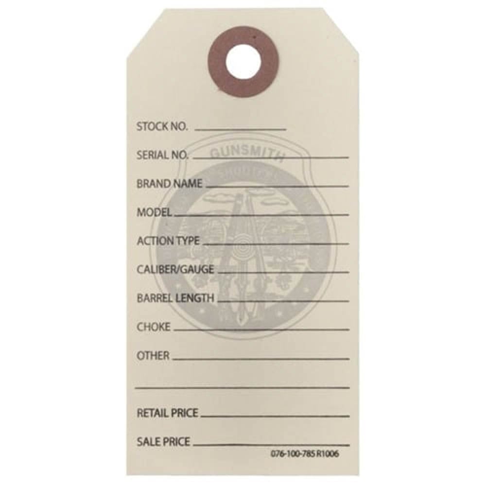 Brownells 3.75" x 1.88" Gun Price Tag, Manilla Pack of 100