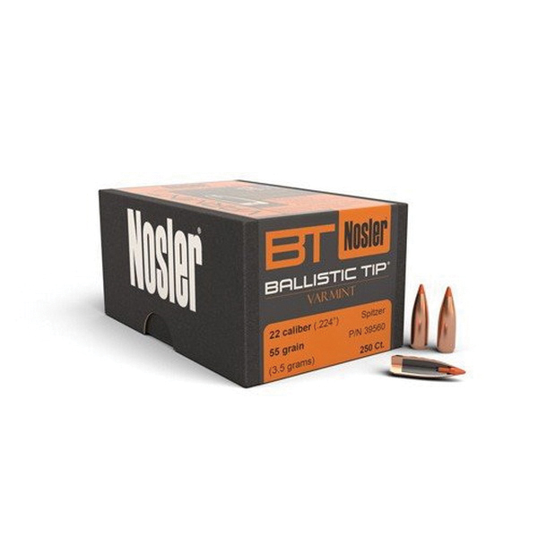 Nosler Ballistic Tip Varmint .22 55 gr SBT Rifle Bullet, 250/box - 39560