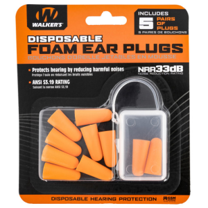 WALKER'S Ear Plug Foam Orange 5 Pairs per Pack
