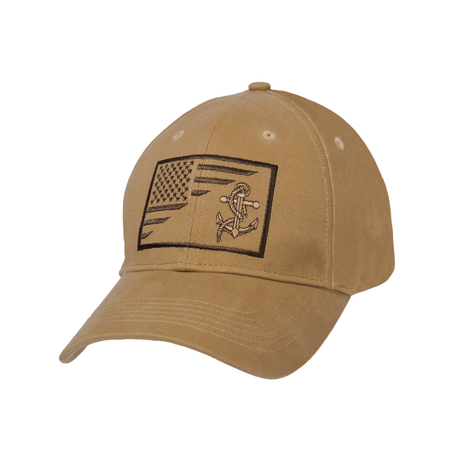 Rothco Us Navy Anchor - Flag Low Profile Cap, Coyote Brown