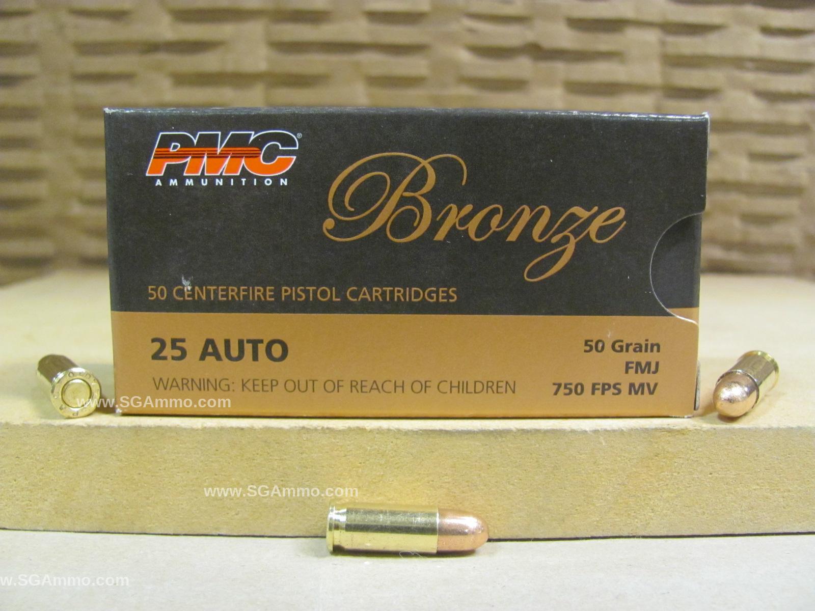 1000 Round Case – 25 Auto 50 Grain FMJ Ammo by PMC – 25A