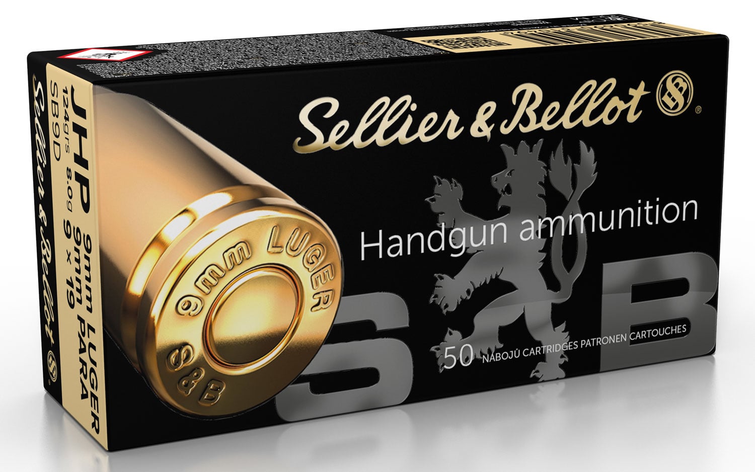 Sellier & Bellot 124 gr Jacketed Hollow Point 9mm Ammo, 50/box - SB9D