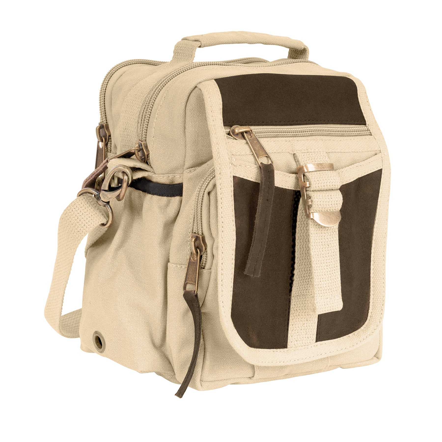 Rothco Vintage Canvas Leather Travel Shoulder Bag - Khaki