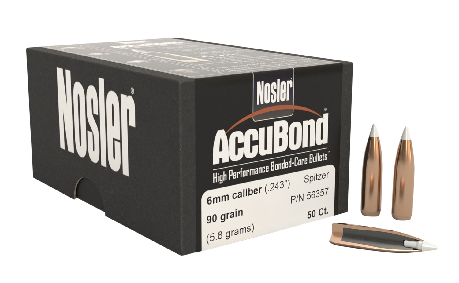 Nosler 6.5mm (.264) 130gr AccuBond Bullets 50ct - 56902
