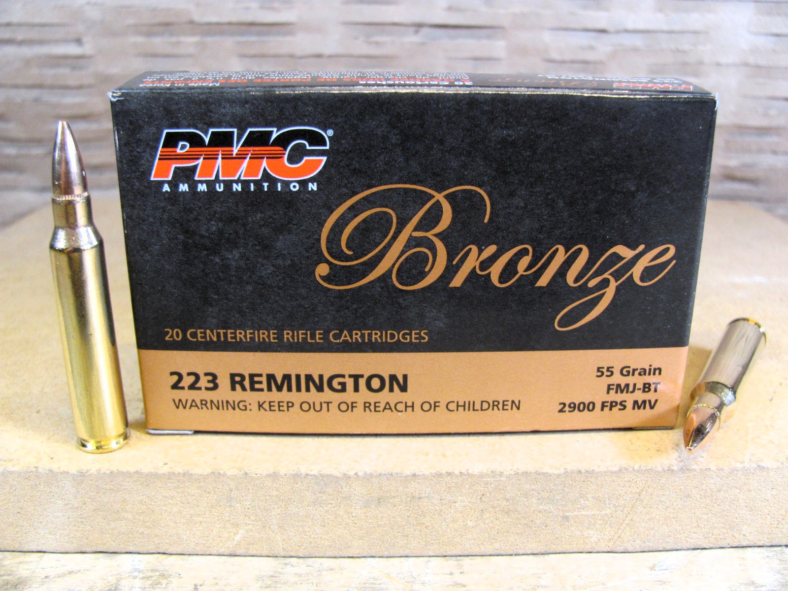 1000 Round Case – 223 Rem PMC 55 Grain FMJ-BT Brass Case Ammo – 223A