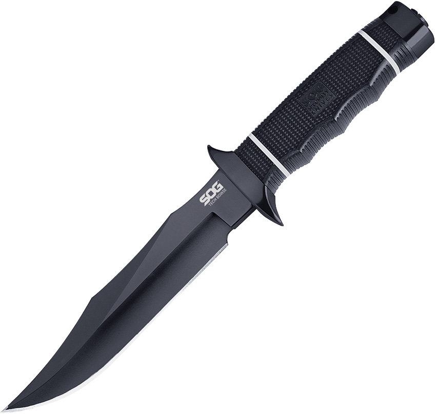 SOG Knives Tech Bowie, Fixed Blade Knife, Clip Point, Black - SOGS10B-K