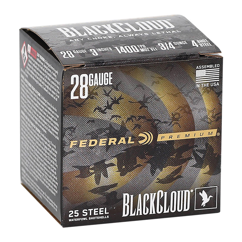 Federal Premium Black Cloud Waterfowl Shotgun Ammo 28 ga. 3 in. 3/4 oz. 4 Shot 10 rd. - No Credit Card Fees - Low, flat rate shipping