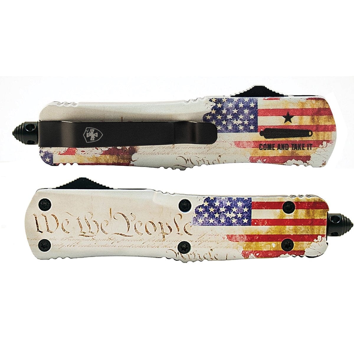 Templar Knife We The People Small OTF Knife Tanto Serrated, White - S-WTP-53-1