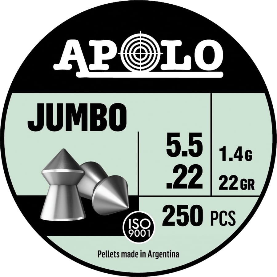 Hatsan USA Apolo Jumbo .22 Cal Pointed Airgun Rifle Pellet, 21 gr 250rds
