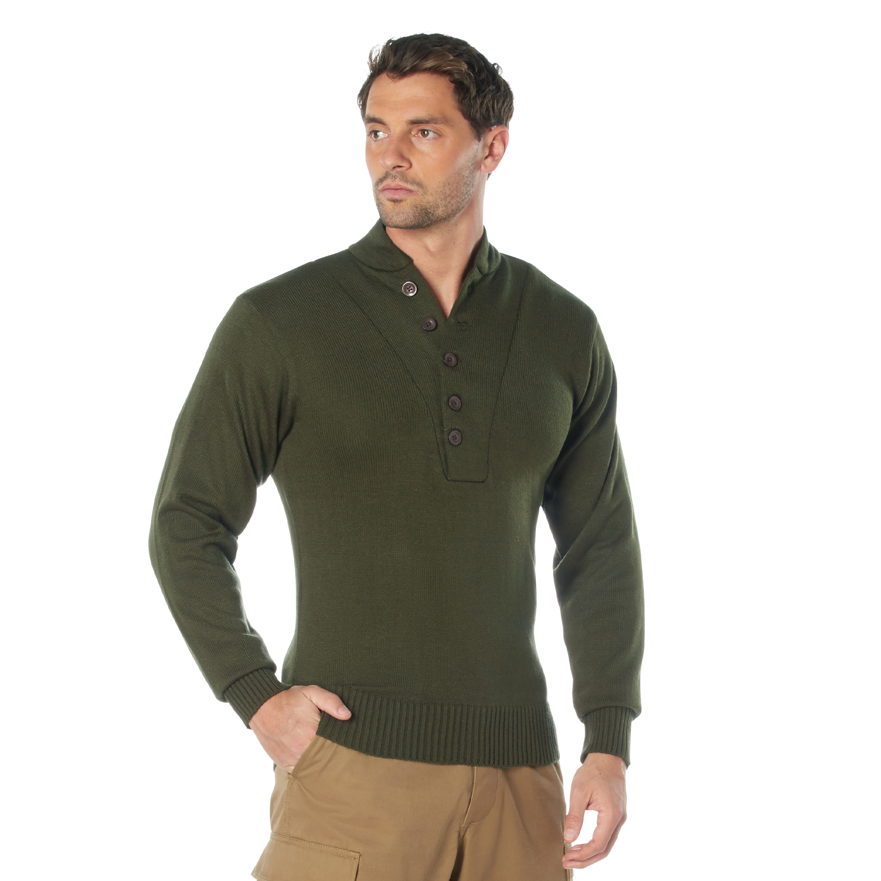 Rothco G.I. Style 5-Button Sweater - Olive Drab, X-Large