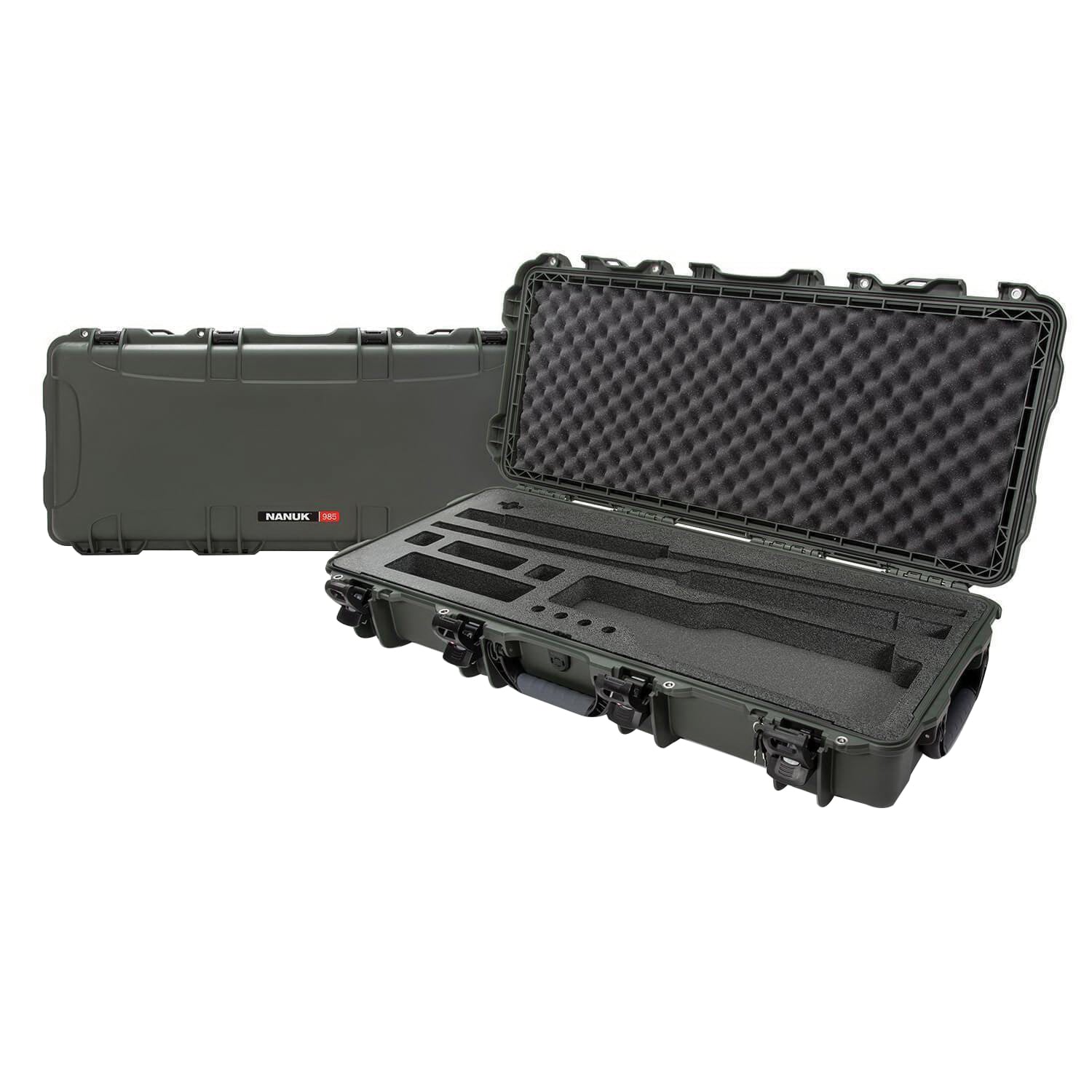 Nanuk 985 NK-7 Resin Takedown Shotgun Case Cubed Foam - Olive - Disassemble and Protect - 985-TAK6