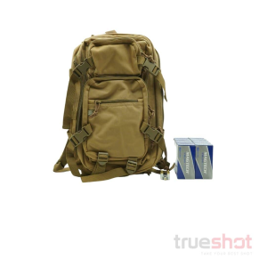 BACKPACK DEAL: Tan Glock Multipurpose Backpack and 500 Rounds of Ammo - Magtech 9mm 115 Grain Steel