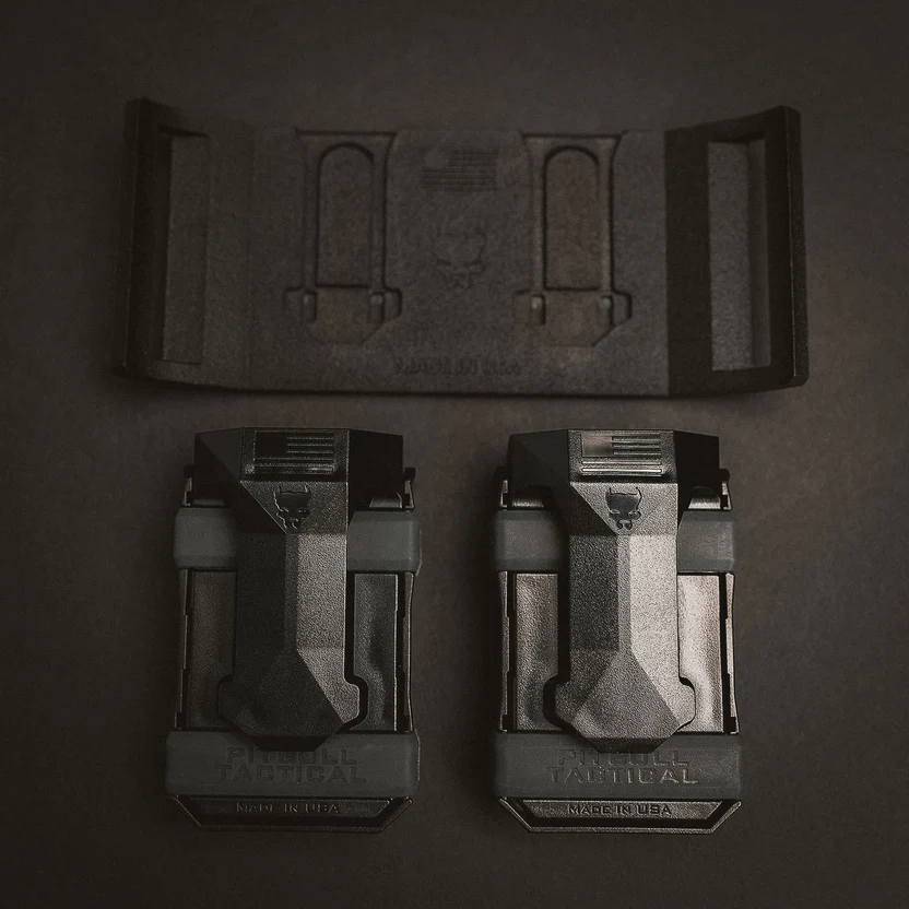 PITBULL TACTICAL UNIVERSAL DOUBLE MAGAZINE MOUNT W/ (2) STEALTH CARRIERS