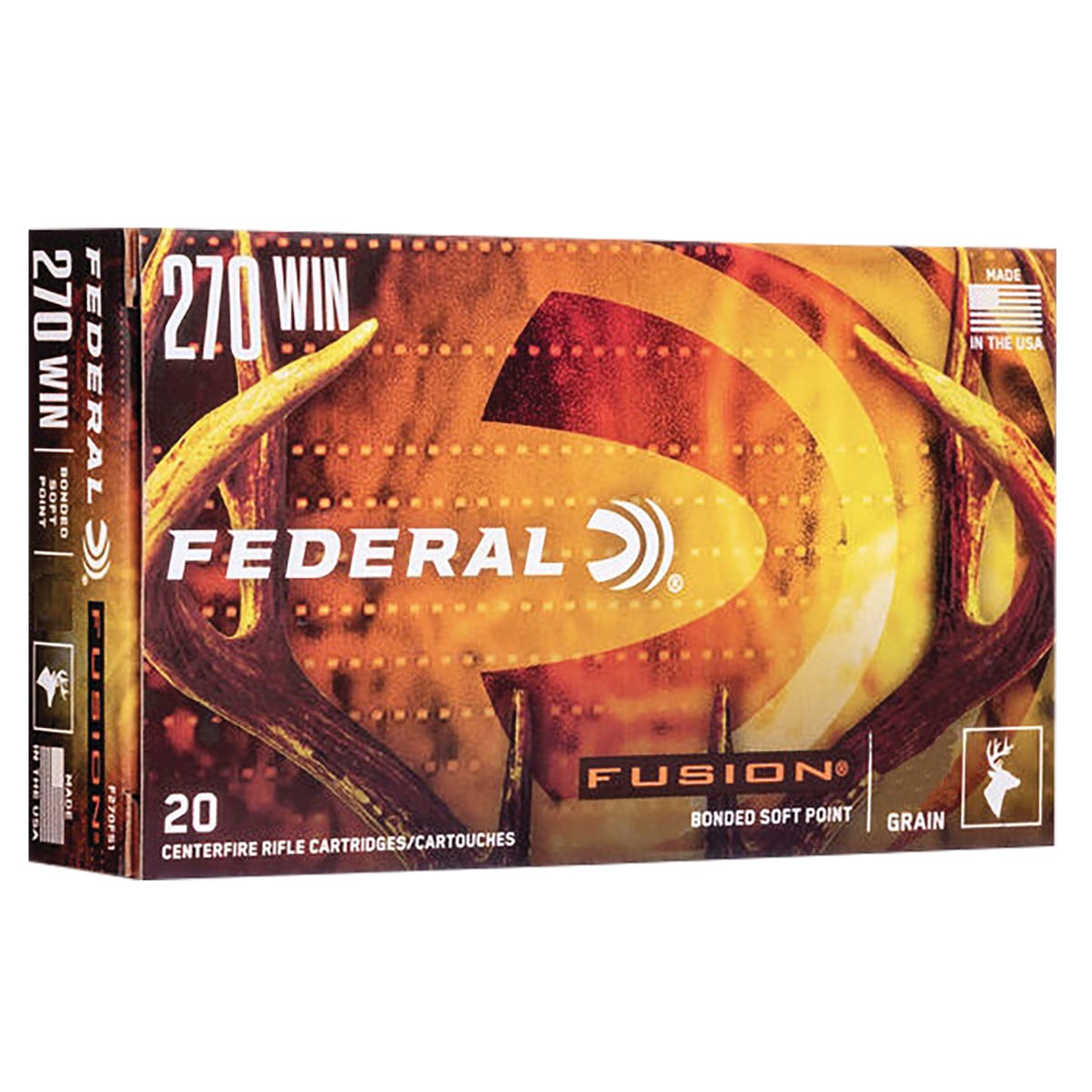 Federal Fusion Tipped .270 Winchester 150 gr Bonded SP 20rds Rifle Ammo for Reliable Hunting - F270TFS2