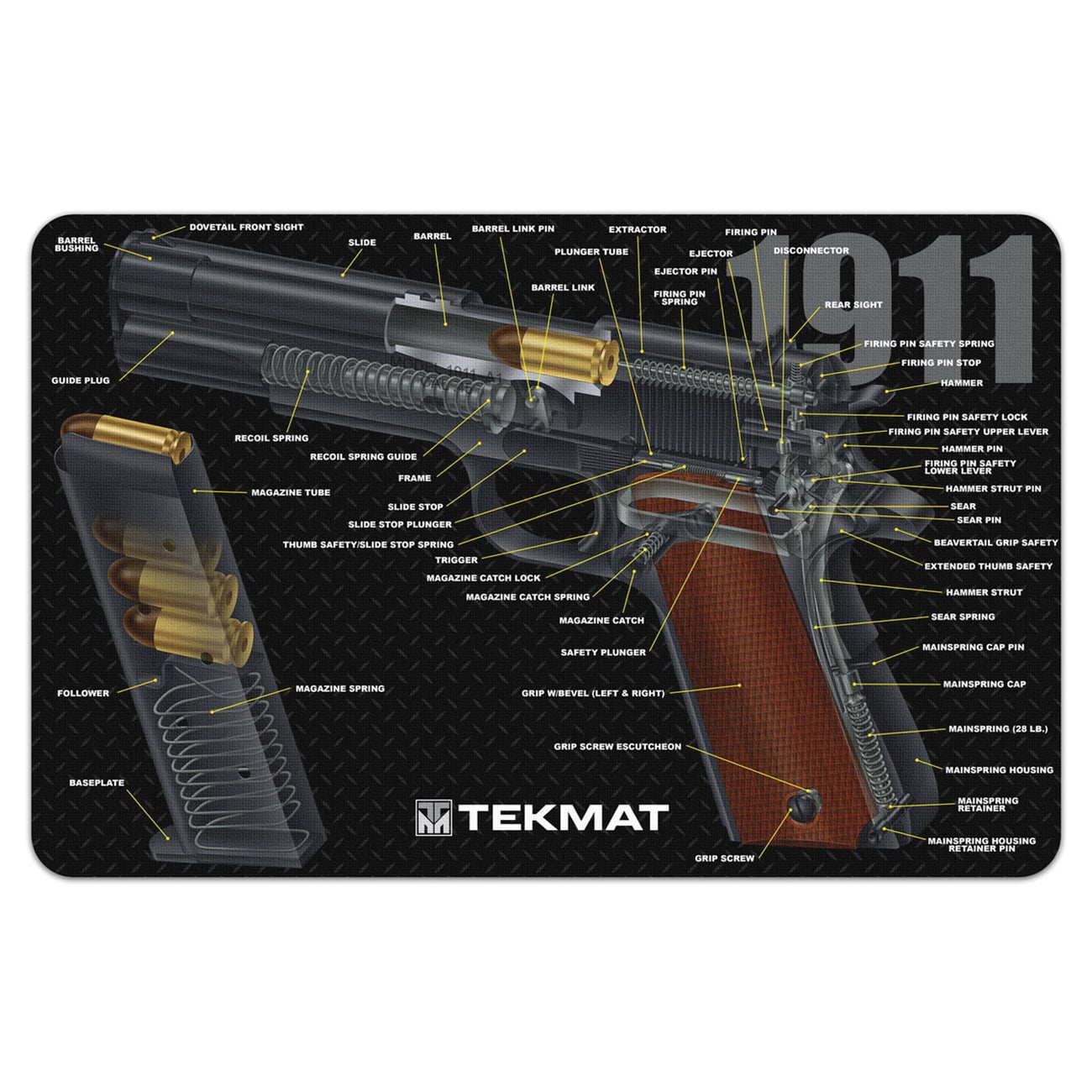 TekMat 1911 3D Cutaway Cleaning Mat, 11" W x 17" H x 0.125" T - R171911CA