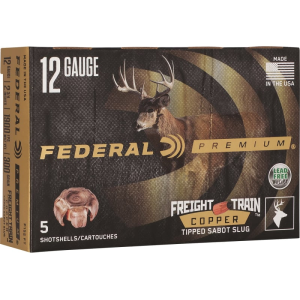 Federal Premium Freight Train 12 Gauge 2-3/4\" 300gr Tipped Copper Sabot Slug 5 Rounds Brass Case
