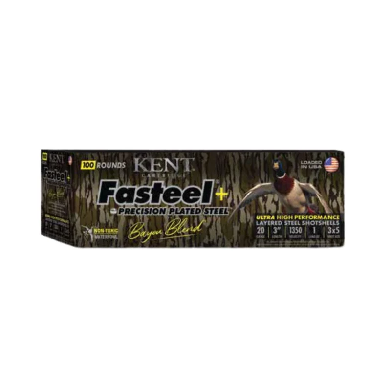 Kent Fasteel+ Precision Plated Steel Bayou Blend Shotshells 20ga 3" 1oz 1350 fps #3 #5 100/ct