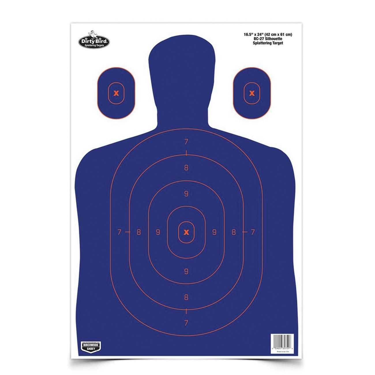 Birchwood Casey Dirty Bird 16.5" x 24" Figure Silhouette BC27 Target, Blue/Orange, 5/pack - 35753