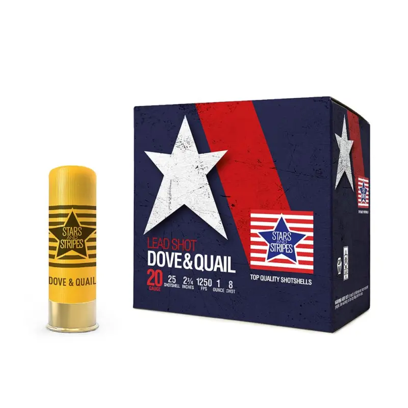 PPU Stars Stripes Dove Quail Shotshells 20ga 2-3/4'' 1 oz 1250 fps #8 25/ct